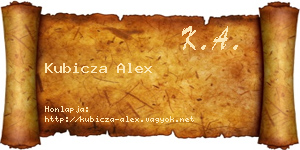 Kubicza Alex névjegykártya